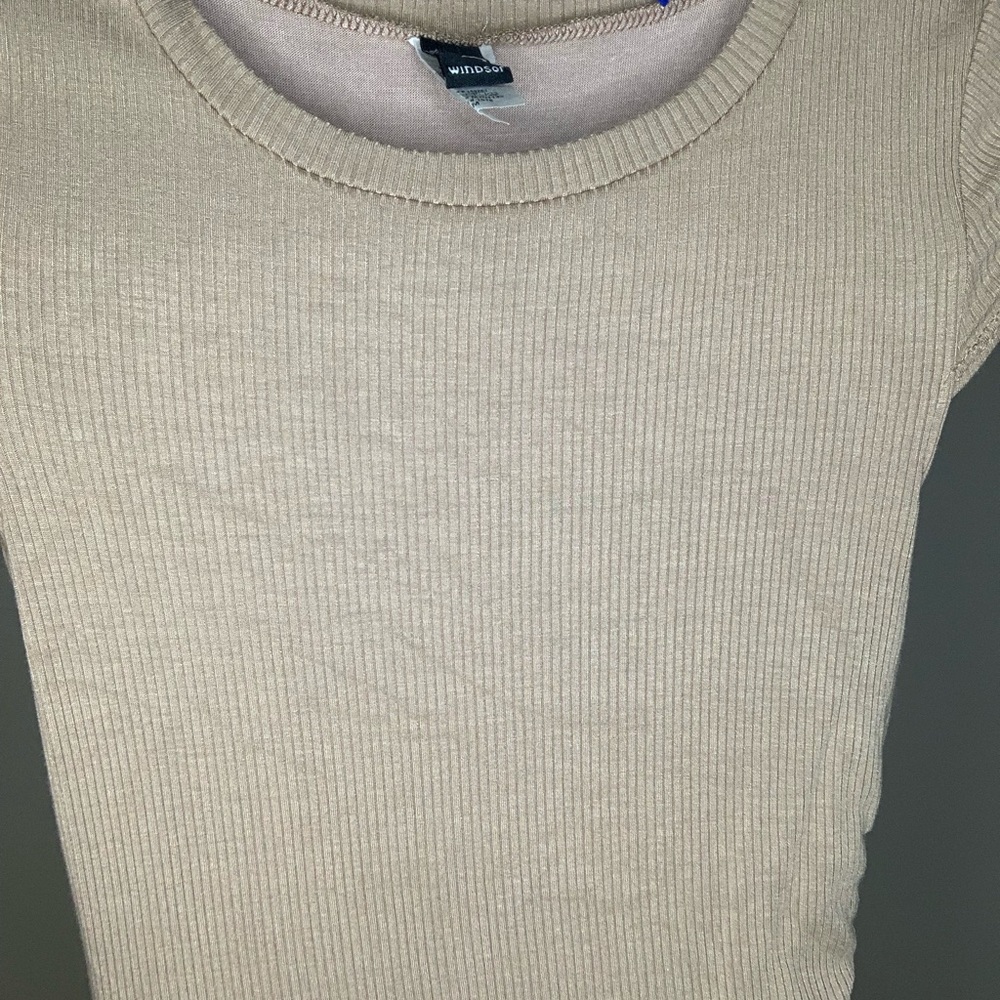 Tan Ribbed Mini Dress - Picture 4 of 4